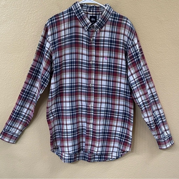 Stussy Long Sleeve Button Down Plaid Shirt Size XL new Without Tags! - Picture 1 of 7